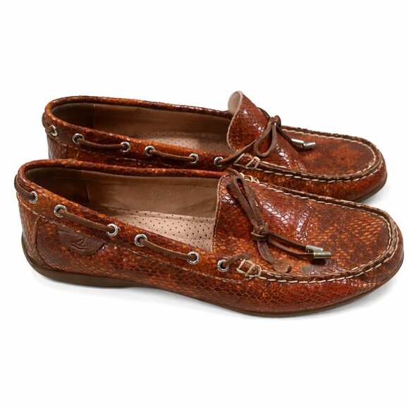 Sperry Shoes - 🤎 Sperry Snakeskin Leather Boat Shoe Loafers Brown & Tan Size 6 🐍